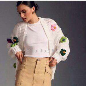Anthropologie Bailey 44 3D Flower Cardigan Sweater